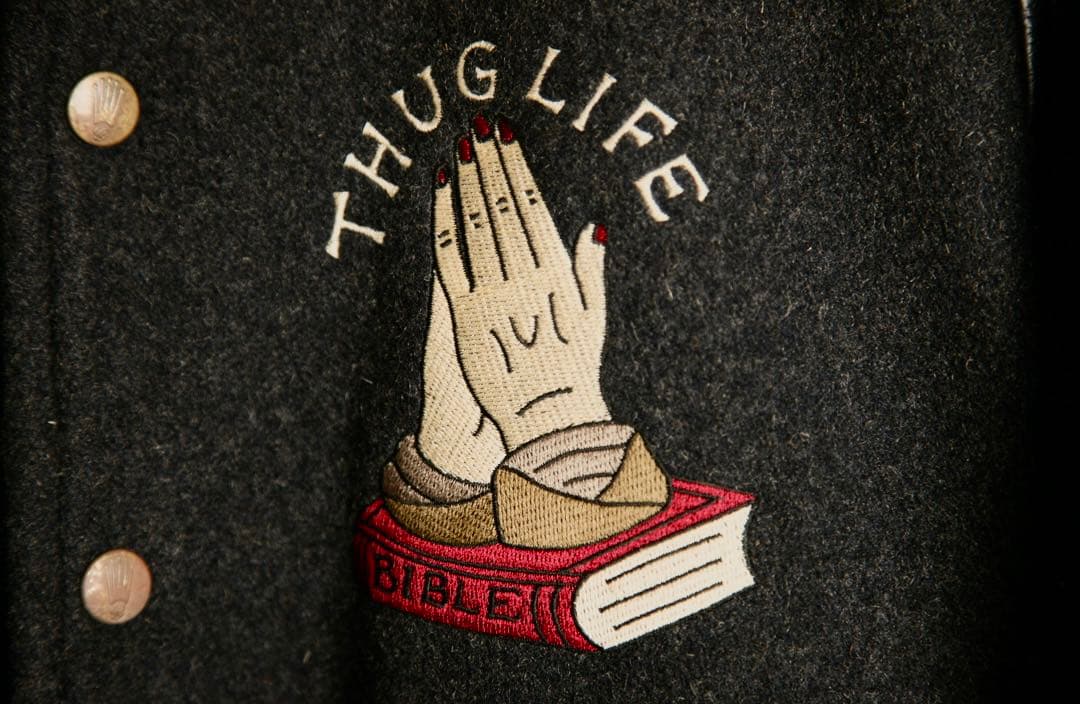 ち*い様 GANGSTERVILLE ファラオジャケット スカル刺繍ウールレザー