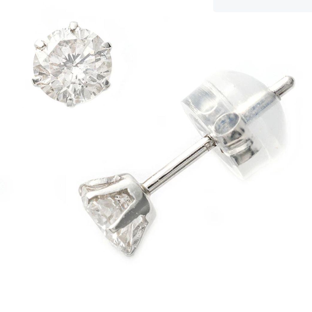 Pt900 天然ダイヤピアス【片耳】【鑑定カード付き】0.25ct