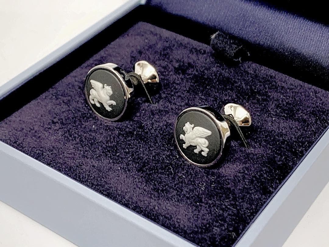 未使用]ウェッジウッド ジャスパーライン カフリンクス カフスボタン 陶器[正規