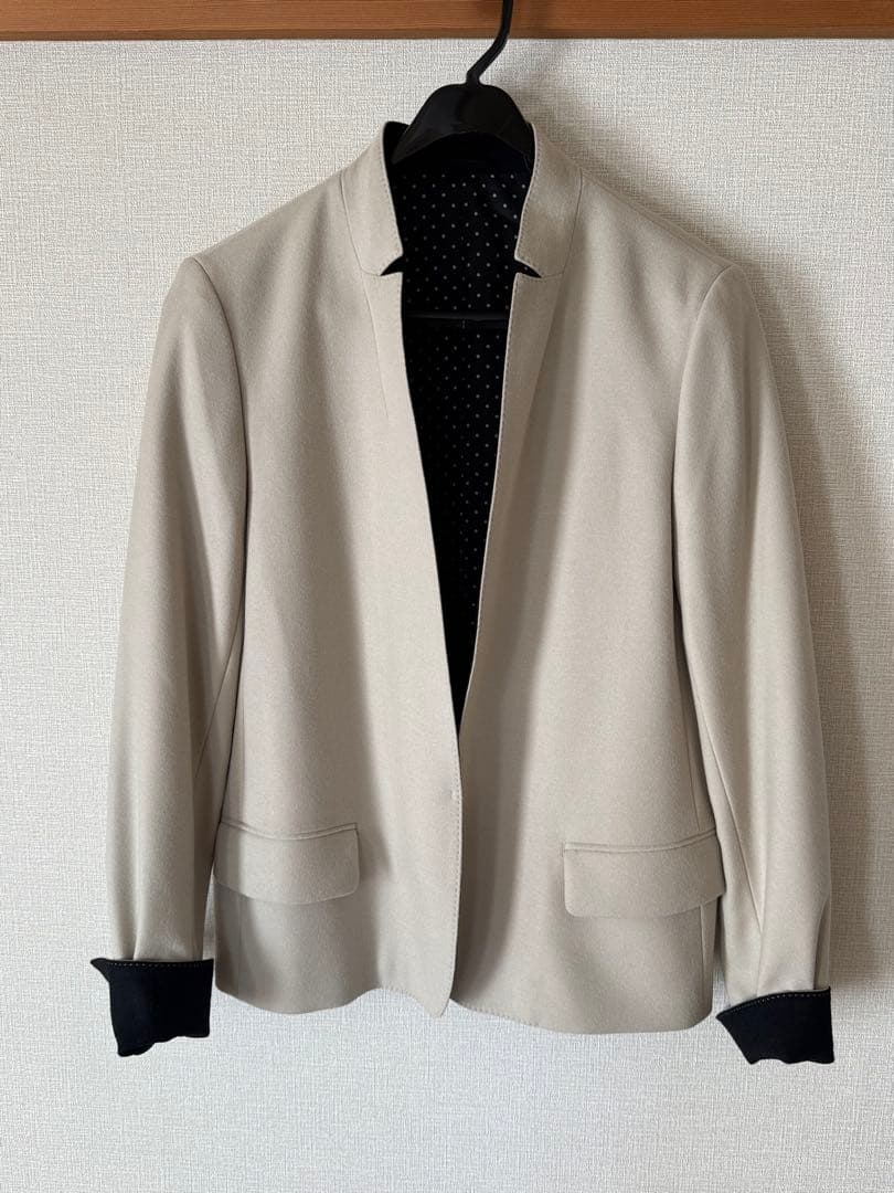 K.T KIYOKO KATASE ベージュ ノーカラージャケット【XLサイズ】