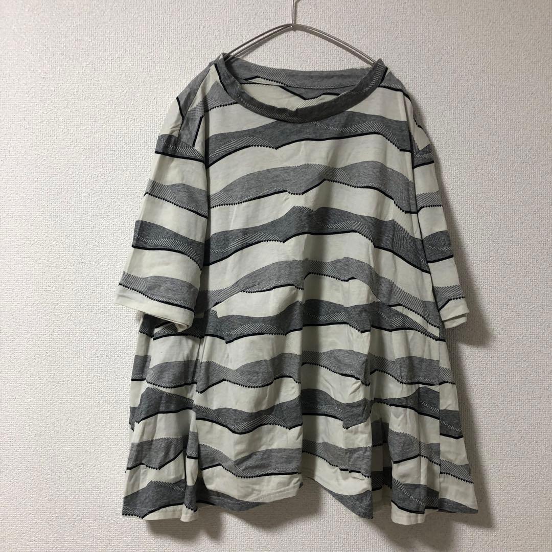 [美品]センソユニコ カットソー グレーホワイト 40(L)サイズ