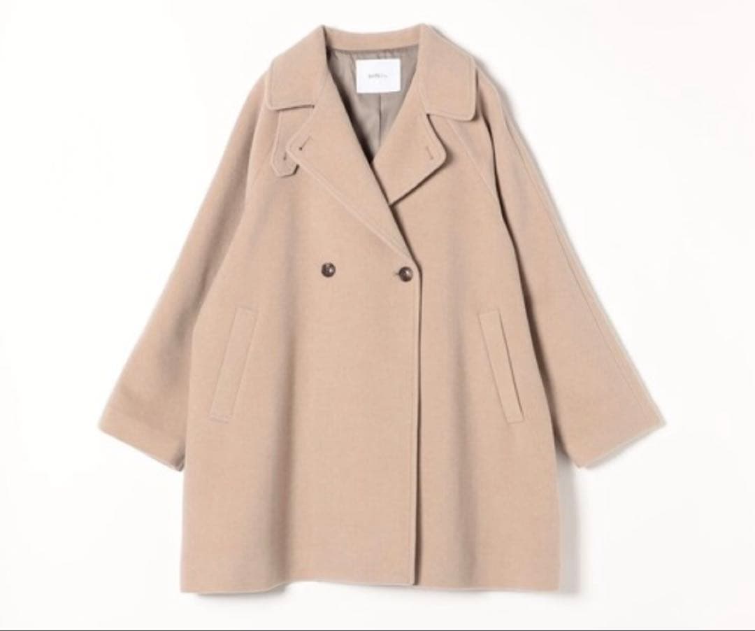 SHIPSanyスタンド&ダブルカラーコート　ベージュ