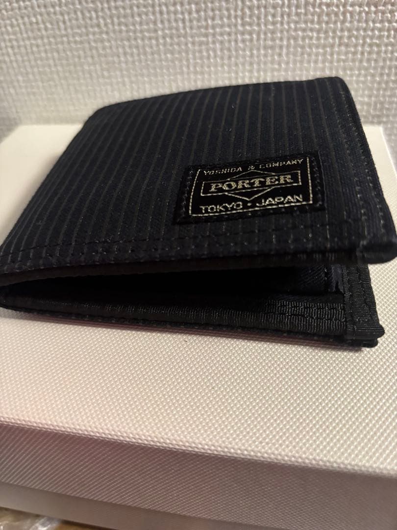 未使用　美品　PORTER ストライプ二つ折り財布