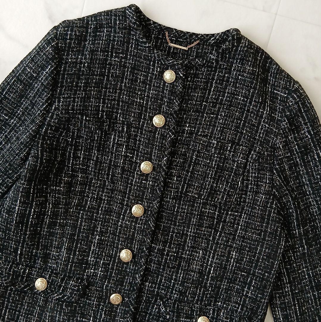 極美品 セルフォード 24AW パイピングツイードジャケット 38 ブラック