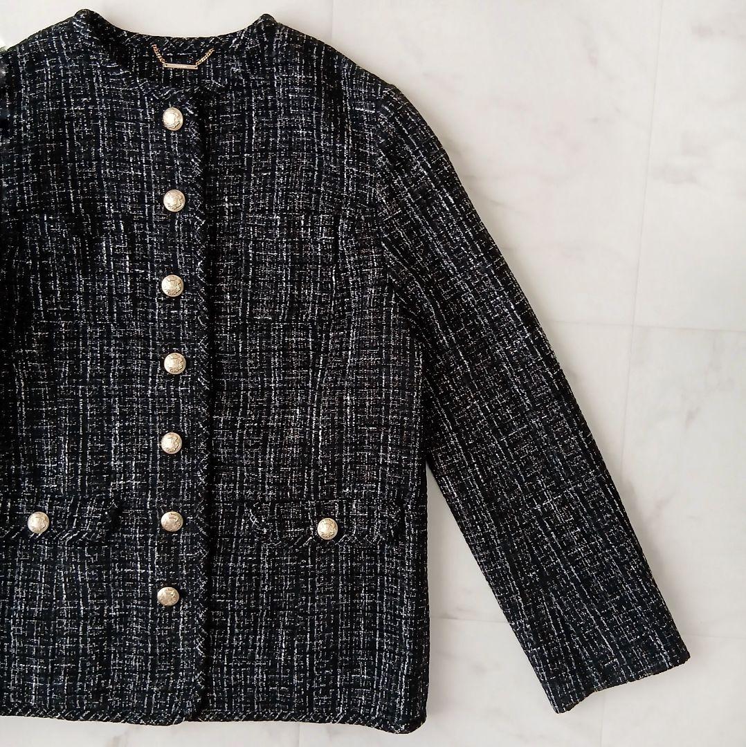 極美品 セルフォード 24AW パイピングツイードジャケット 38 ブラック