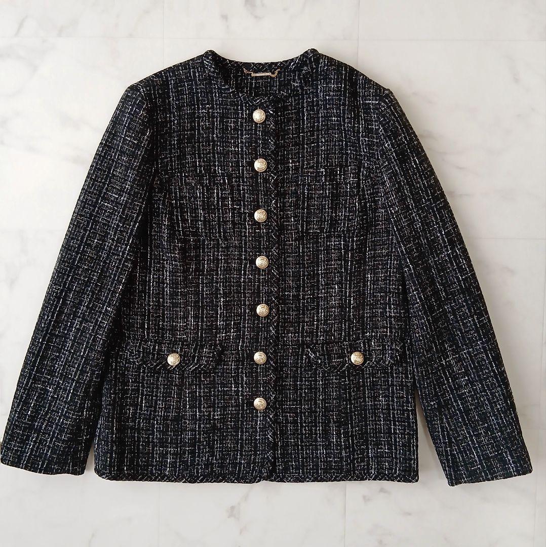 極美品 セルフォード 24AW パイピングツイードジャケット 38 ブラック