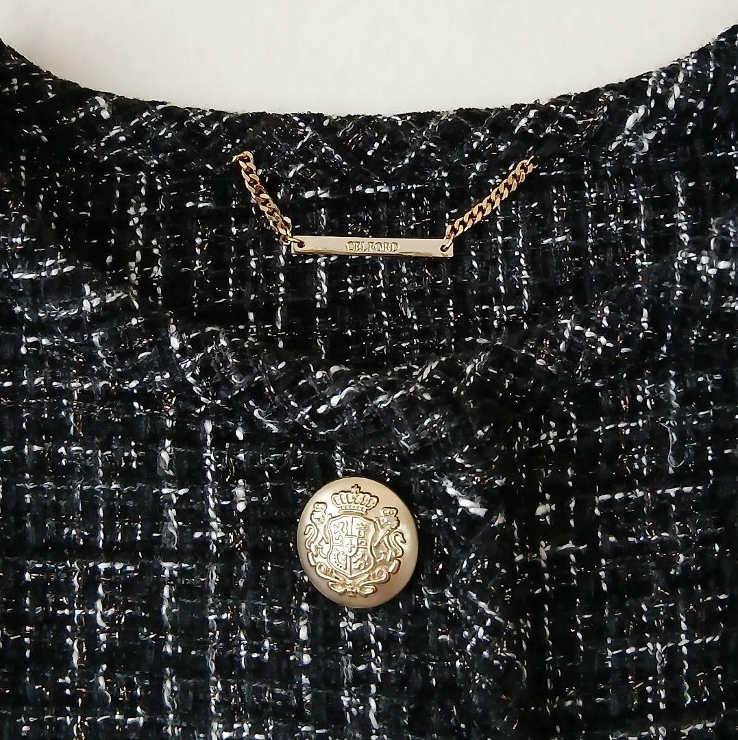 極美品 セルフォード 24AW パイピングツイードジャケット 38 ブラック