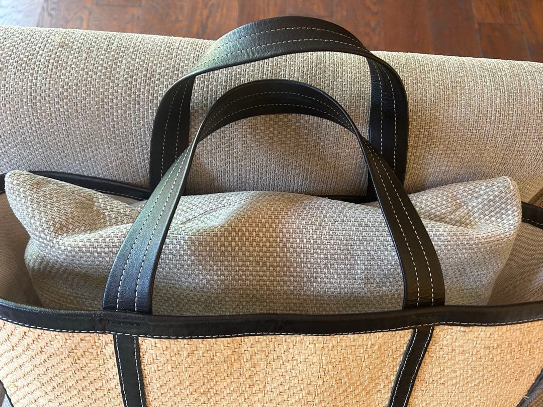 LUDLOW ラドロー ワイドレザートリム カゴバッグ トートバッグ ラフィア