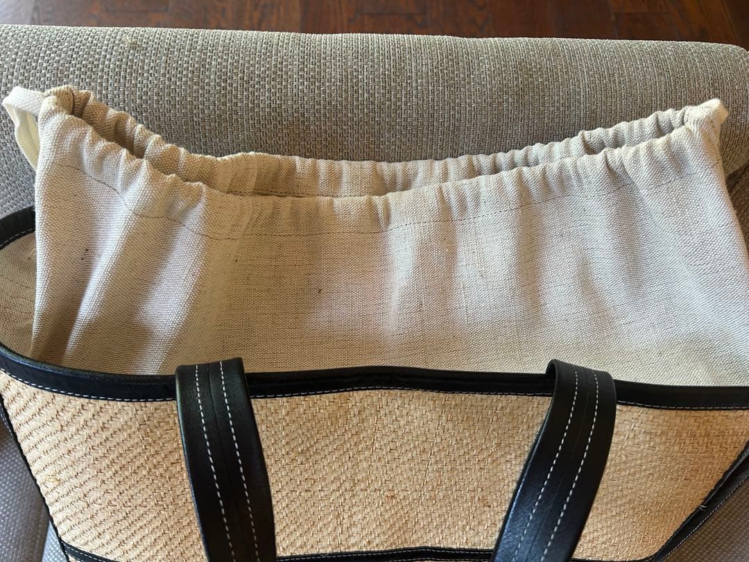 LUDLOW ラドロー ワイドレザートリム カゴバッグ トートバッグ ラフィア