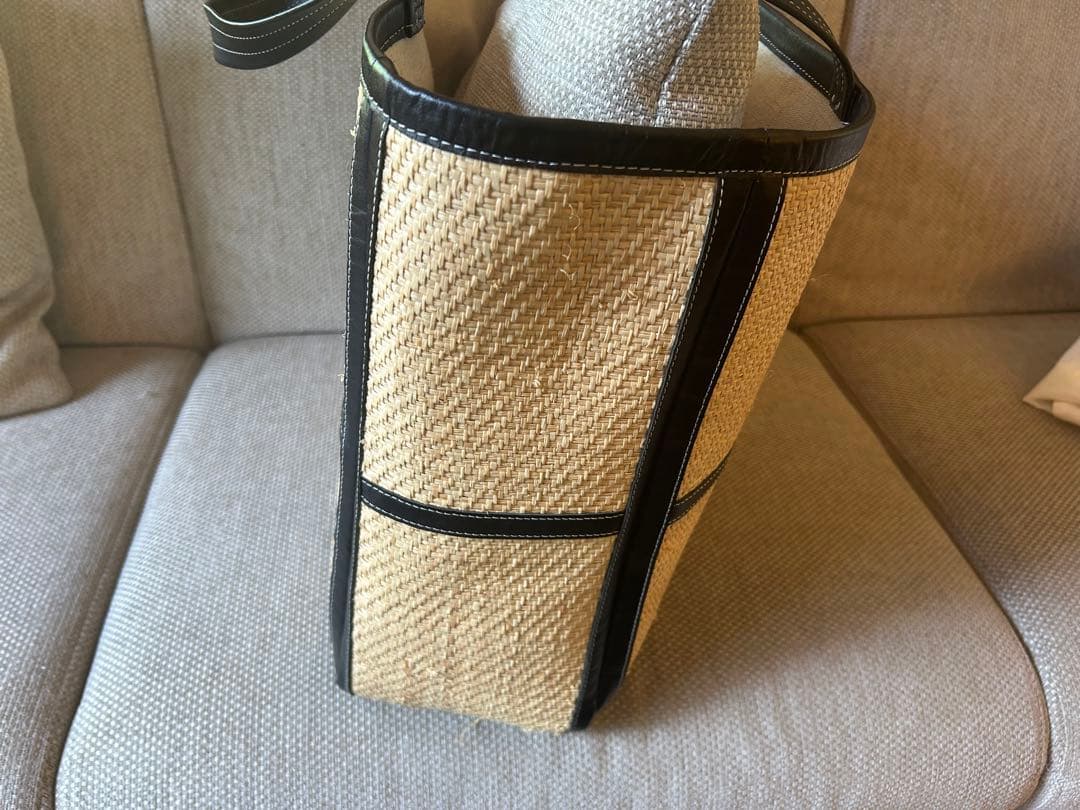 LUDLOW ラドロー ワイドレザートリム カゴバッグ トートバッグ ラフィア