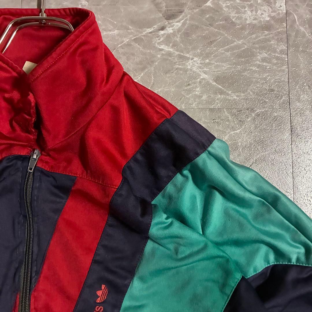 【希少】80s adidas トラックジャケット マルチカラー刺繍ロゴ 古着