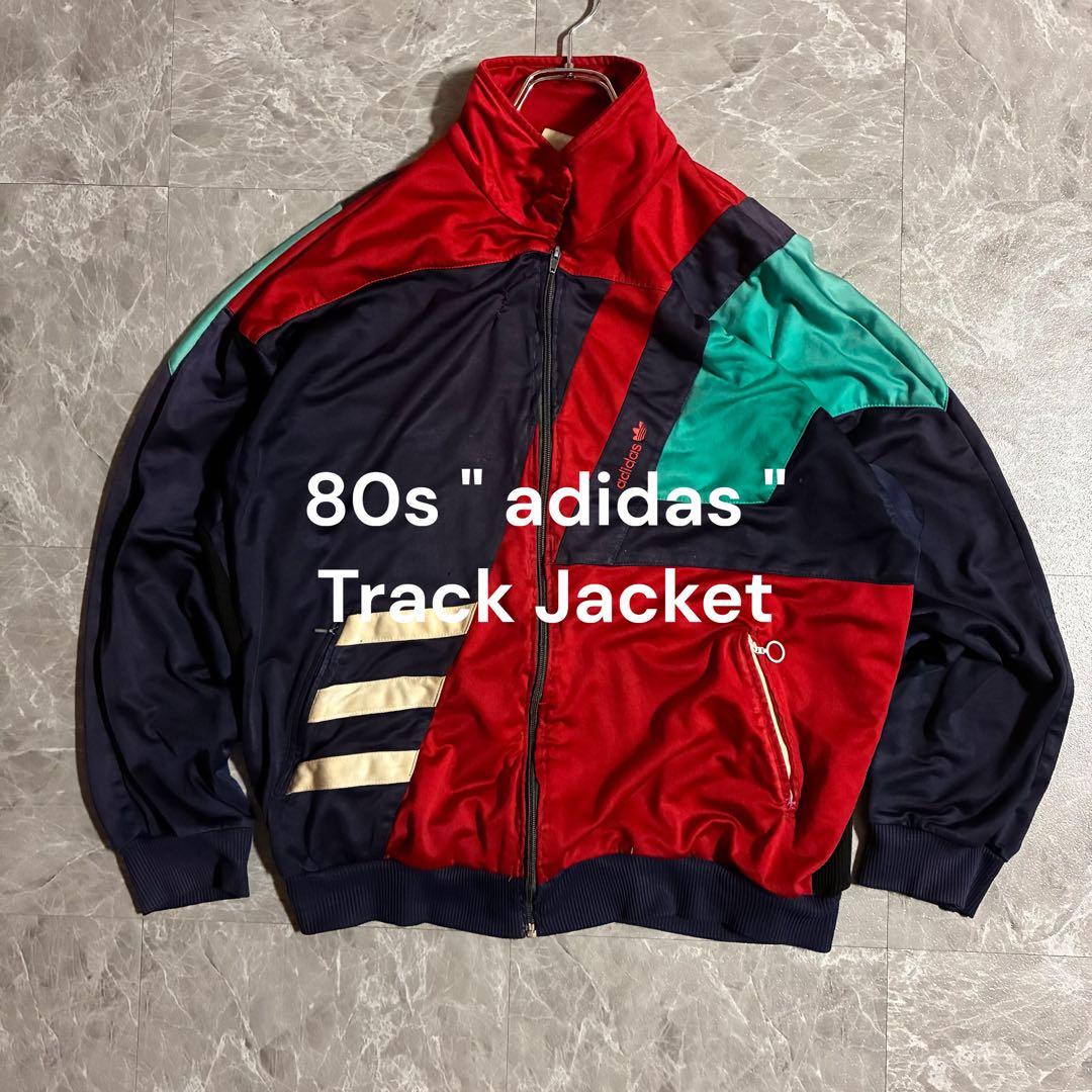 【希少】80s adidas トラックジャケット マルチカラー刺繍ロゴ 古着