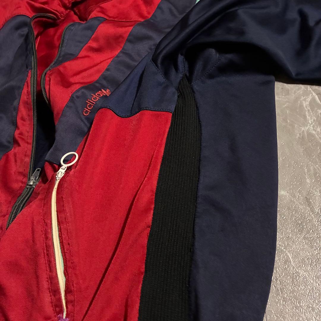 【希少】80s adidas トラックジャケット マルチカラー刺繍ロゴ 古着