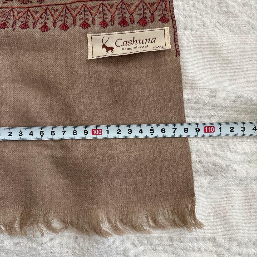 Cashuna大判ストール　小花柄　刺繍　カシューナ　King of wool