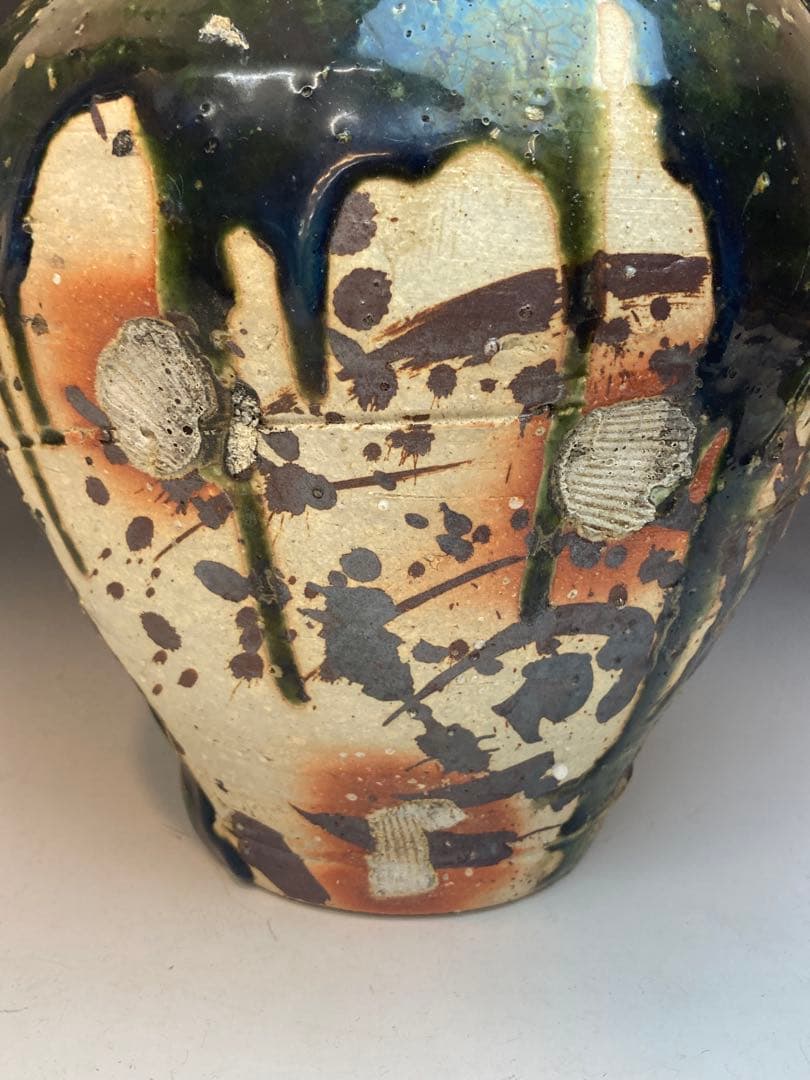 鯉江良二 作 織部オリベツボ壷花瓶 箱なし 本物保証