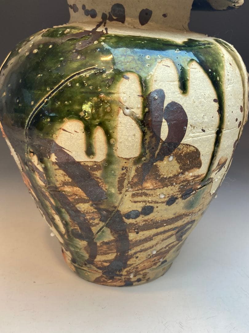 鯉江良二 作 織部オリベツボ壷花瓶 箱なし 本物保証