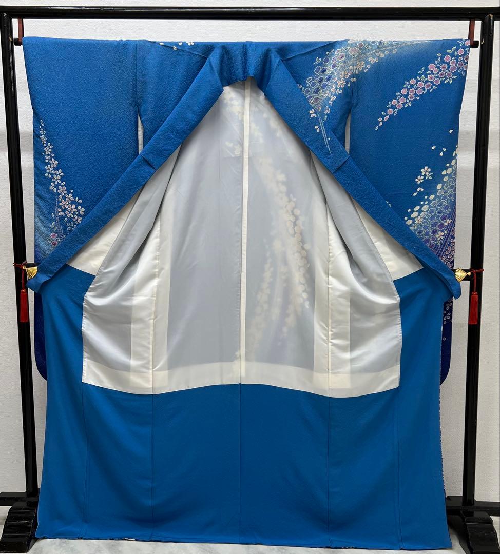 振り袖　フルセット　ブルー　別誂長襦袢　成人式　朧　銀通し　708