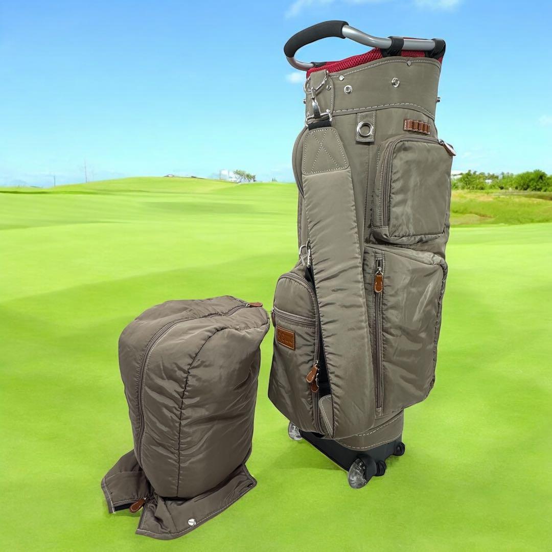 キャスター付きキャディバッグ 9.5型 ベージュ47インチ対応　男女兼用