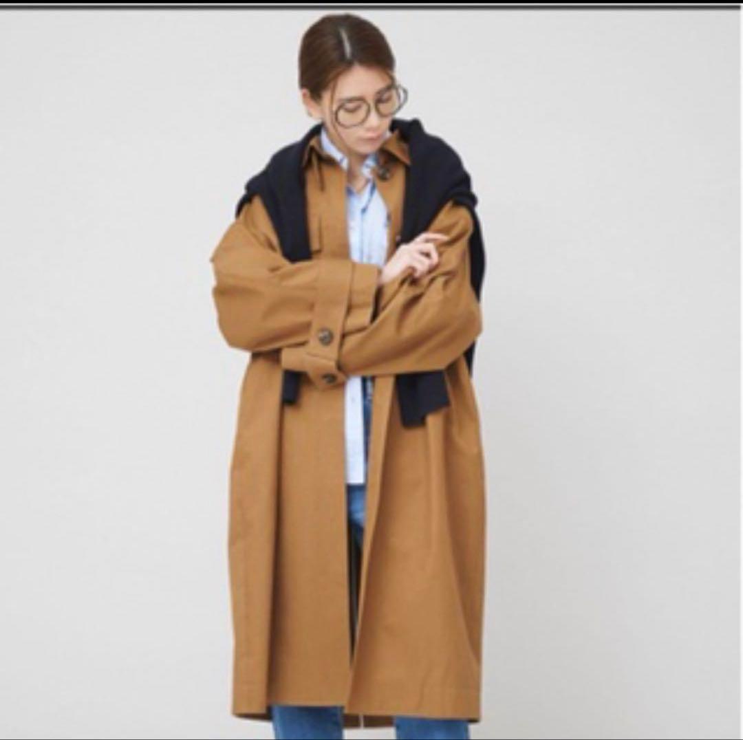 Curensolgy ブラウン トレンチコート 長袖 フロントポケット