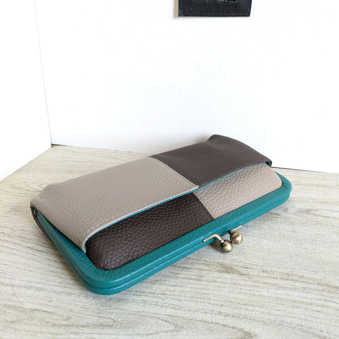 親子がま口お財布　ハンドメイド　革