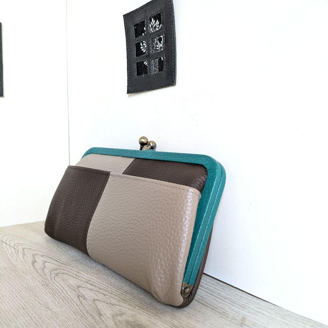 親子がま口お財布　ハンドメイド　革