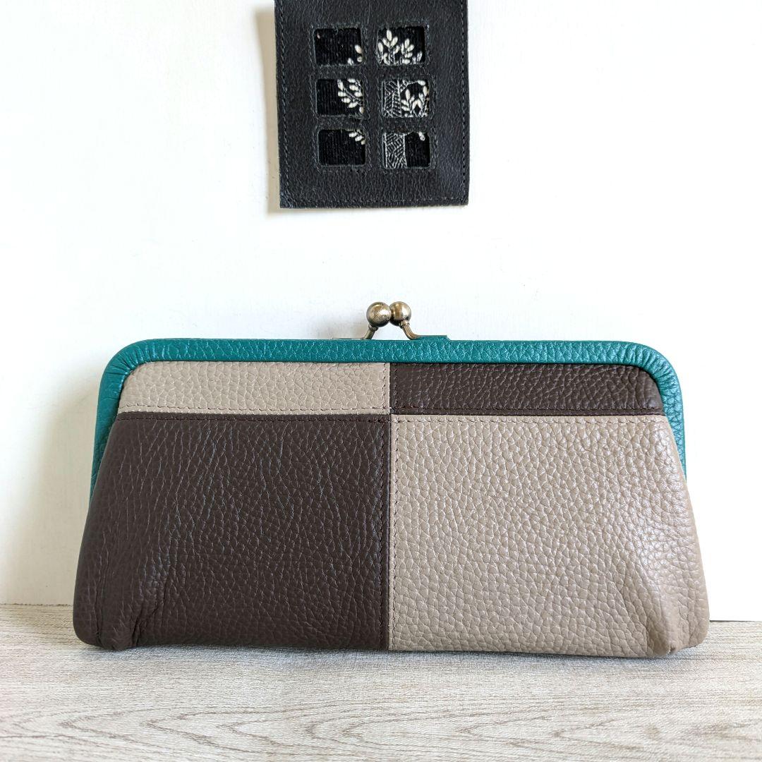 親子がま口お財布　ハンドメイド　革