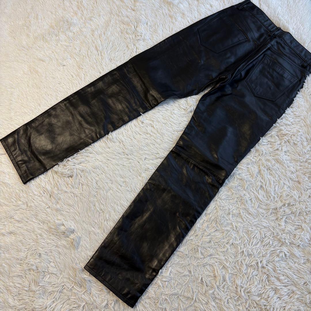 (美品) シップス レザー パンツ W30 牛革 バイカー ブラック 本革