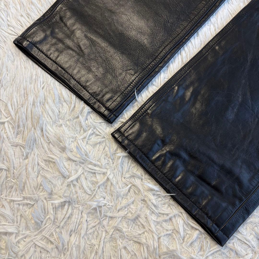 (美品) シップス レザー パンツ W30 牛革 バイカー ブラック 本革