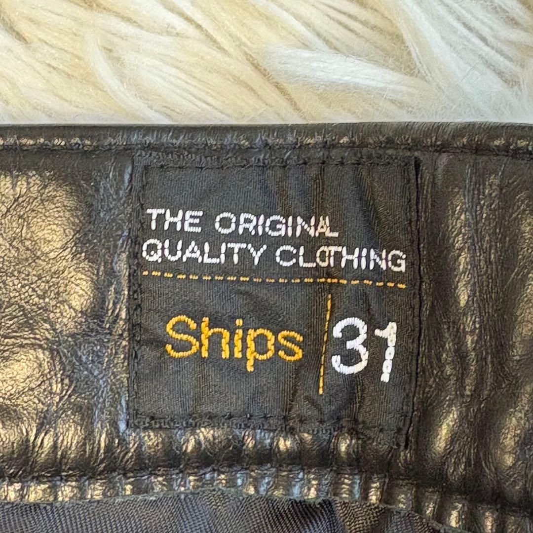 (美品) シップス レザー パンツ W30 牛革 バイカー ブラック 本革