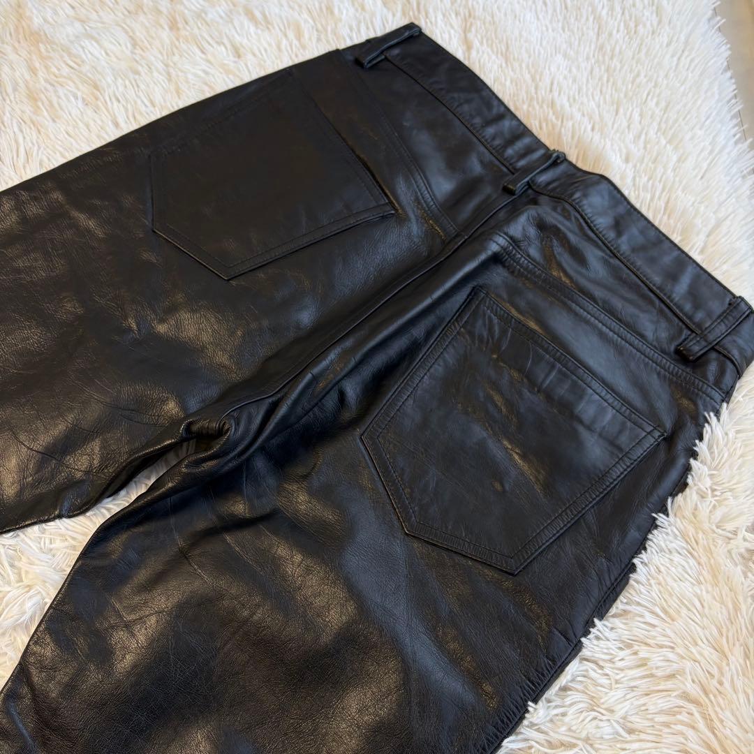 (美品) シップス レザー パンツ W30 牛革 バイカー ブラック 本革