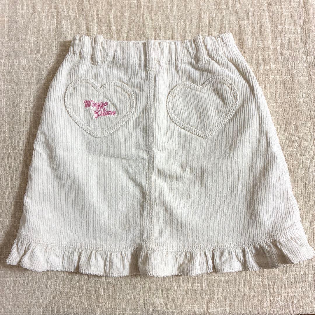 【希少】メゾピアノ　コーデュロイ　スカート　白　オフホワイト　ミミポポ　130