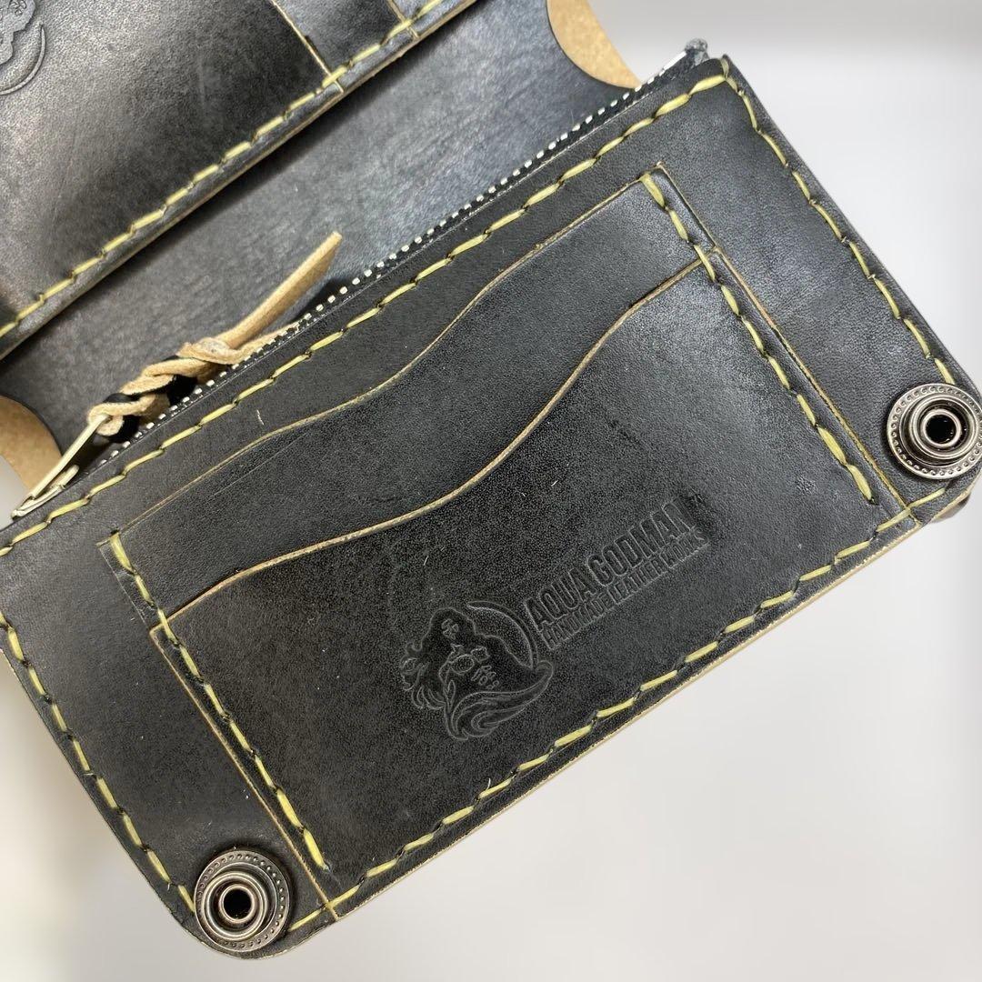 無骨！お札折らずに収納 手染めミドルトラッカーウォレット BTW0703