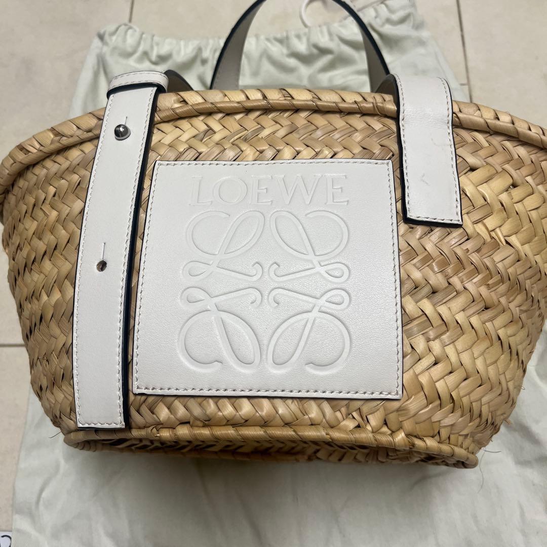 LOEWE かごバッグ スモール ホワイト 保存袋付き