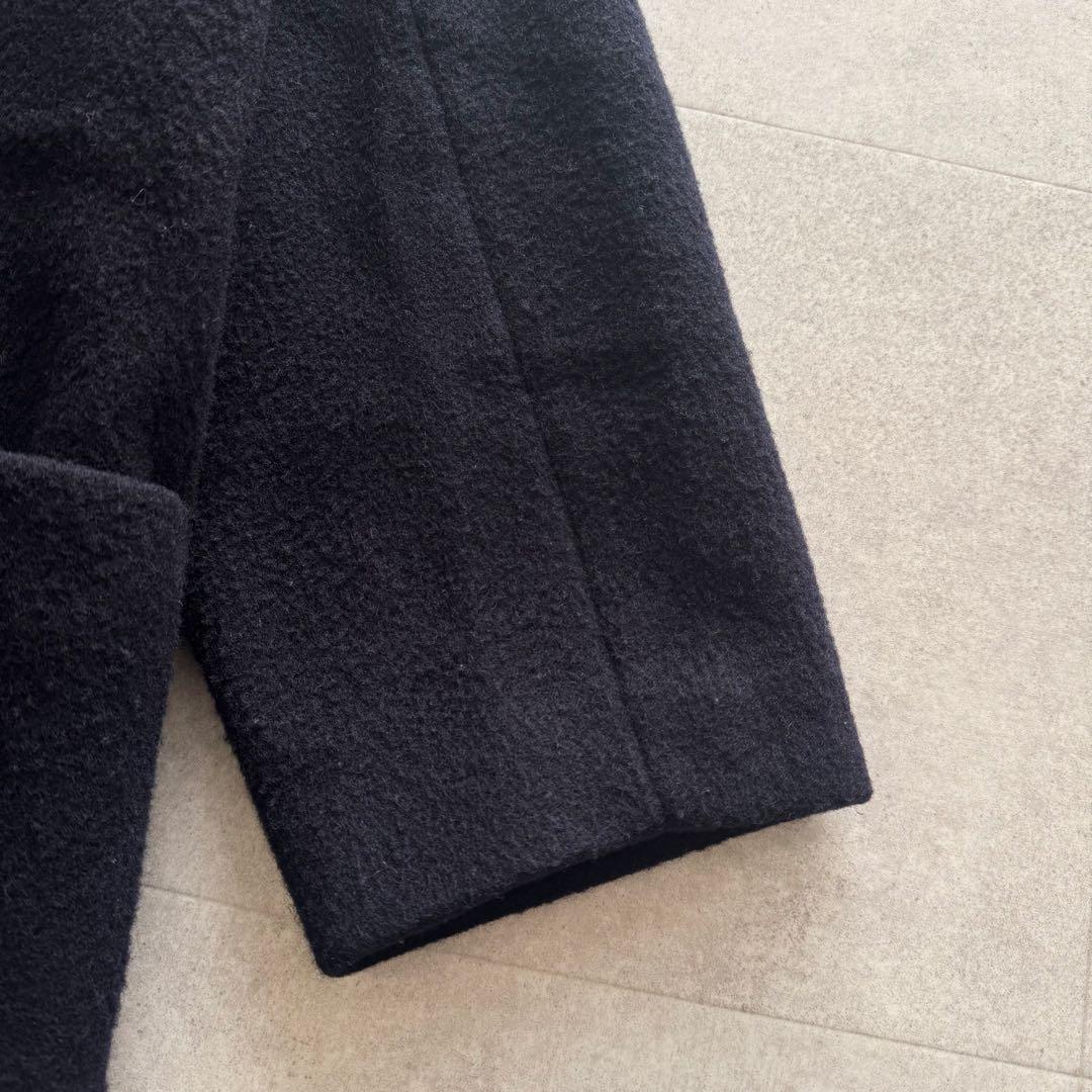 コムデギャルソン　AD1997　ロングコート　紺色　ビッグカラー　ファー