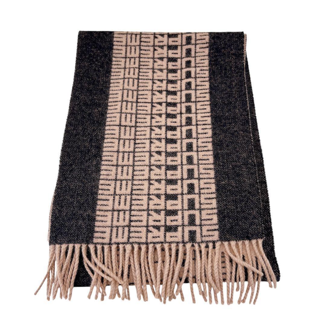 【極美品】Supremeシュプリーム/マフラー/ジャガードロゴ総柄/カシミア