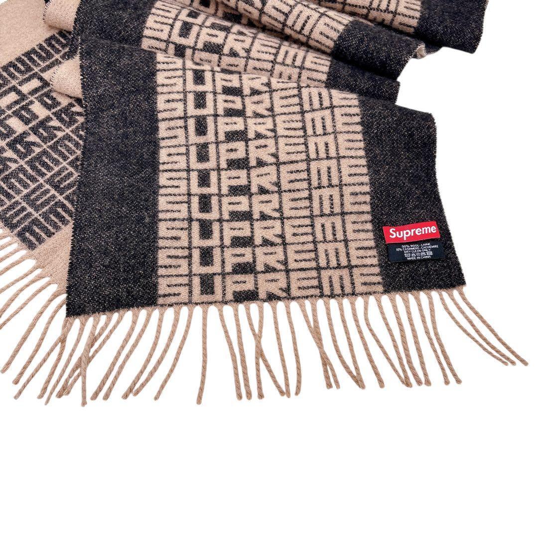 【極美品】Supremeシュプリーム/マフラー/ジャガードロゴ総柄/カシミア