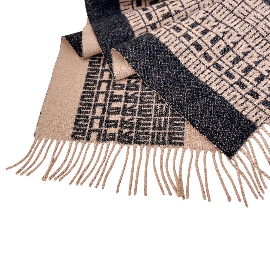 【極美品】Supremeシュプリーム/マフラー/ジャガードロゴ総柄/カシミア