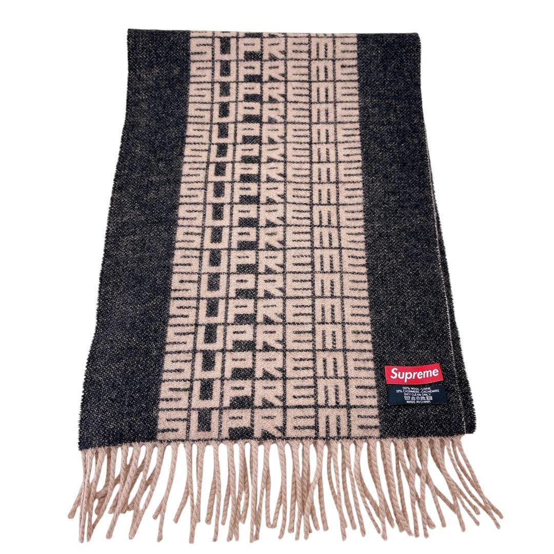 【極美品】Supremeシュプリーム/マフラー/ジャガードロゴ総柄/カシミア