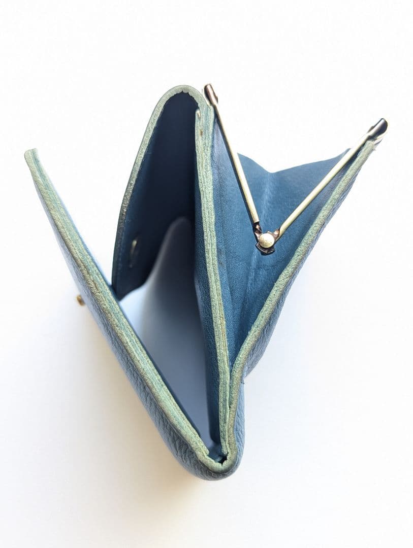 イルビゾンテ【限定色デニムブルー】2つ折り財布 がま口 シボ加工 希少 男女兼用