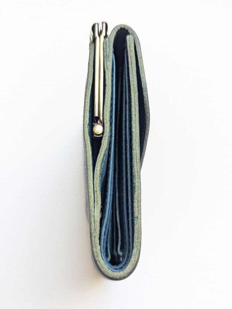 イルビゾンテ【限定色デニムブルー】2つ折り財布 がま口 シボ加工 希少 男女兼用