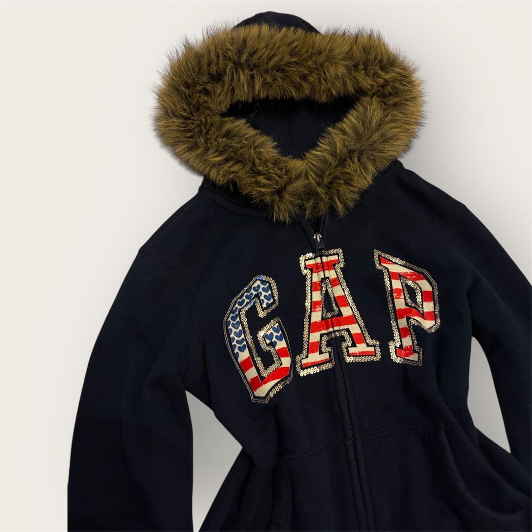 にゃん　y2k 平成ギャル00’s ファージップパーカー　アメリカ国旗