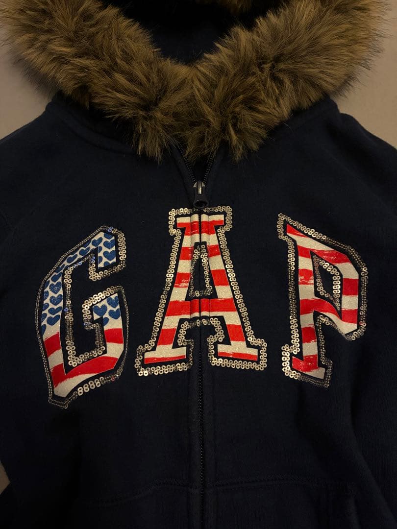 にゃん　y2k 平成ギャル00’s ファージップパーカー　アメリカ国旗