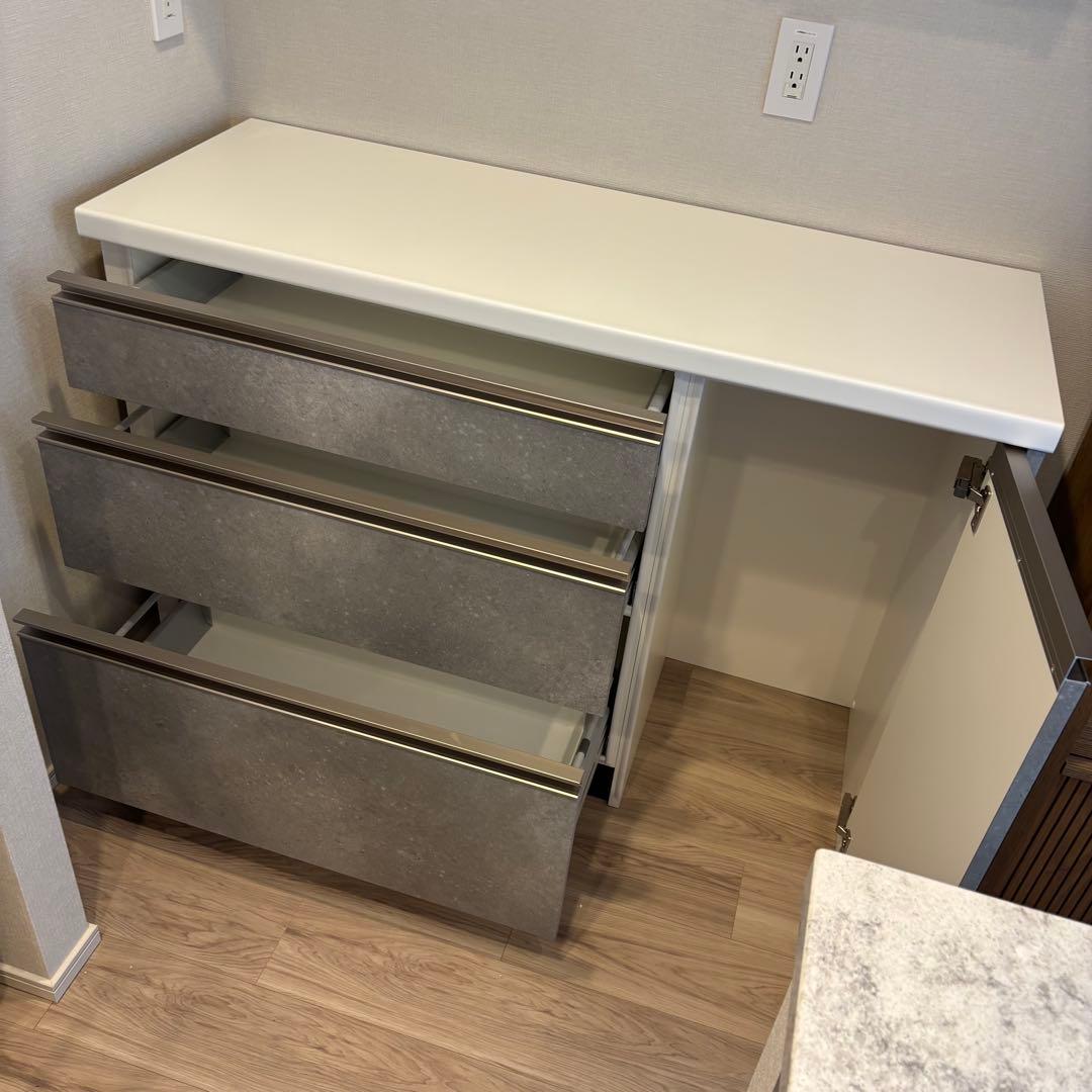 【極美品】ストーン調 カップボード 120cm セラミック天板