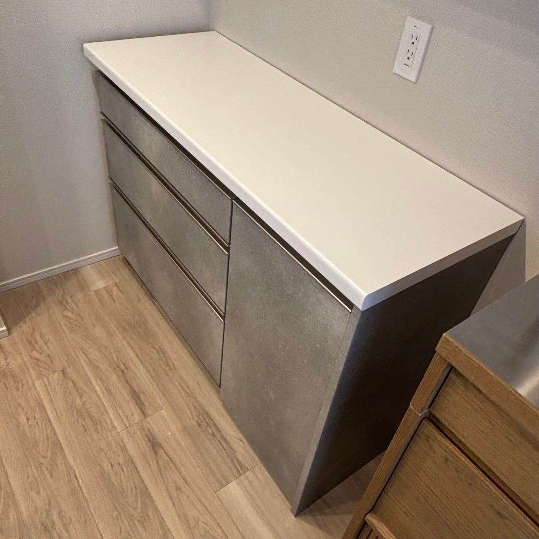 【極美品】ストーン調 カップボード 120cm セラミック天板