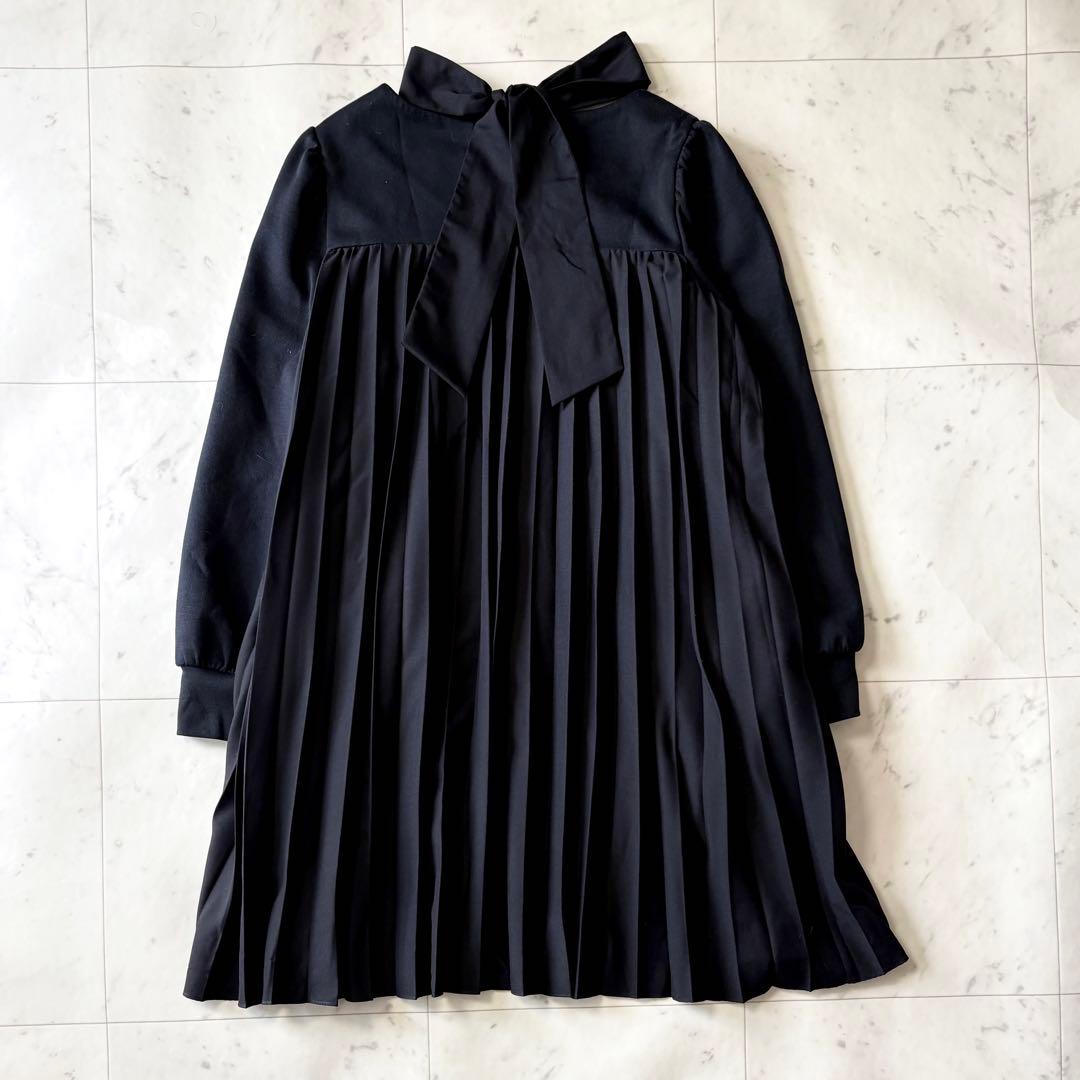 美品 ローズティアラ 大きいサイズ46 バックプリーツ チュニックワンピース 黒