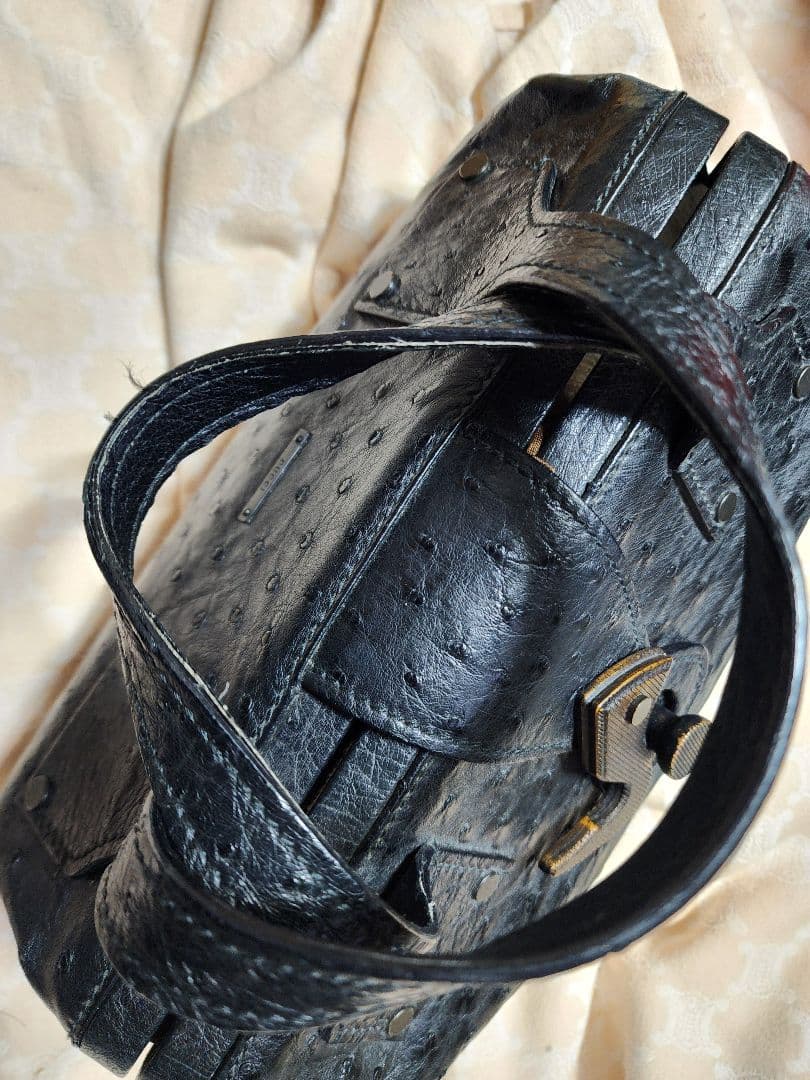 Gucci希少!ミニオーストリッチレザー ハンドバッグ 黒