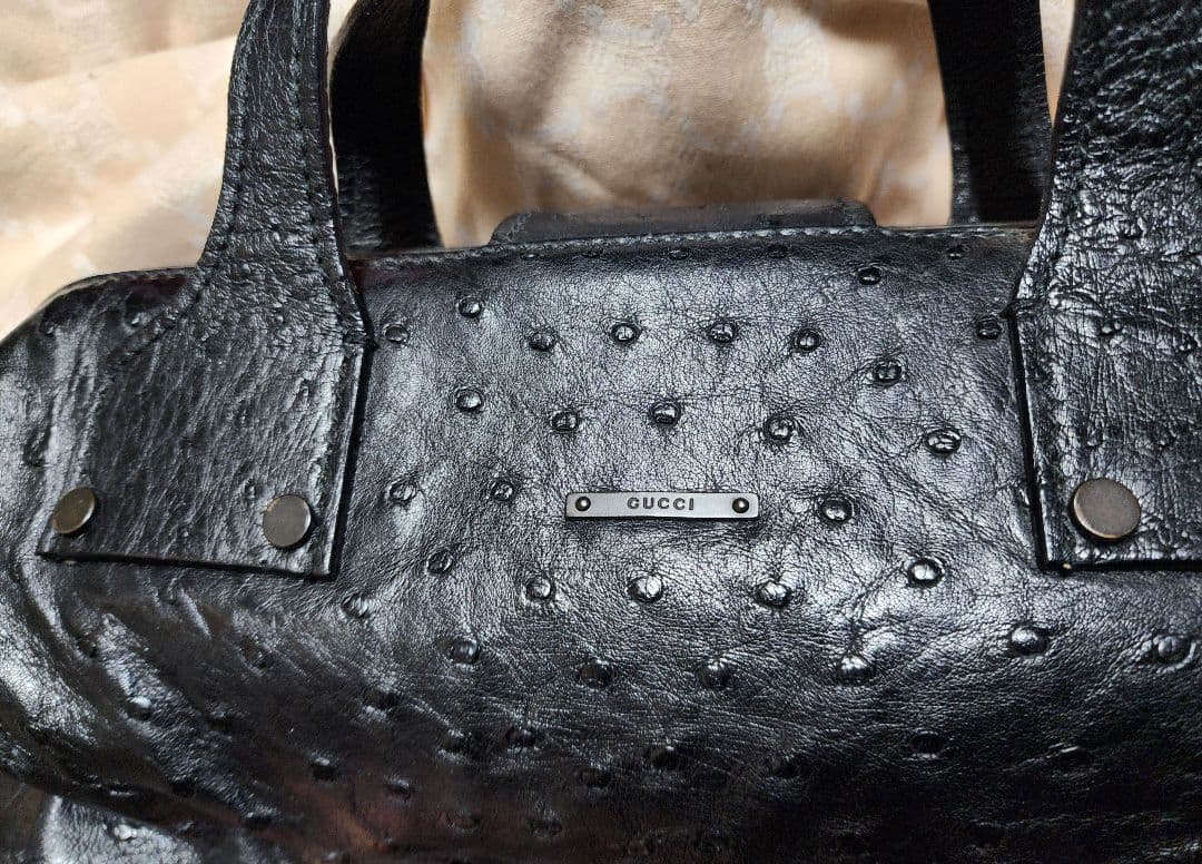 Gucci希少!ミニオーストリッチレザー ハンドバッグ 黒