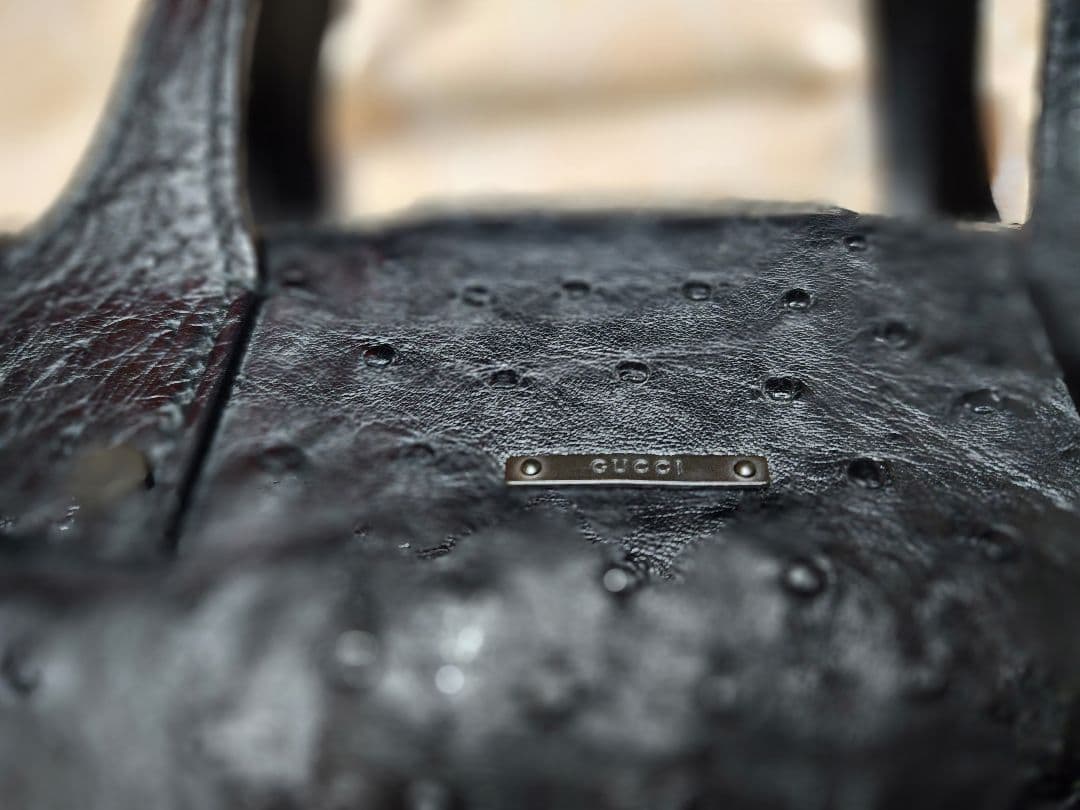 Gucci希少!ミニオーストリッチレザー ハンドバッグ 黒