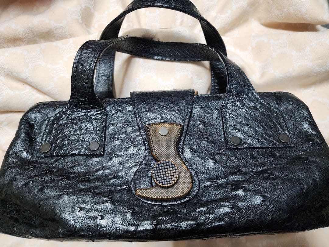 Gucci希少!ミニオーストリッチレザー ハンドバッグ 黒