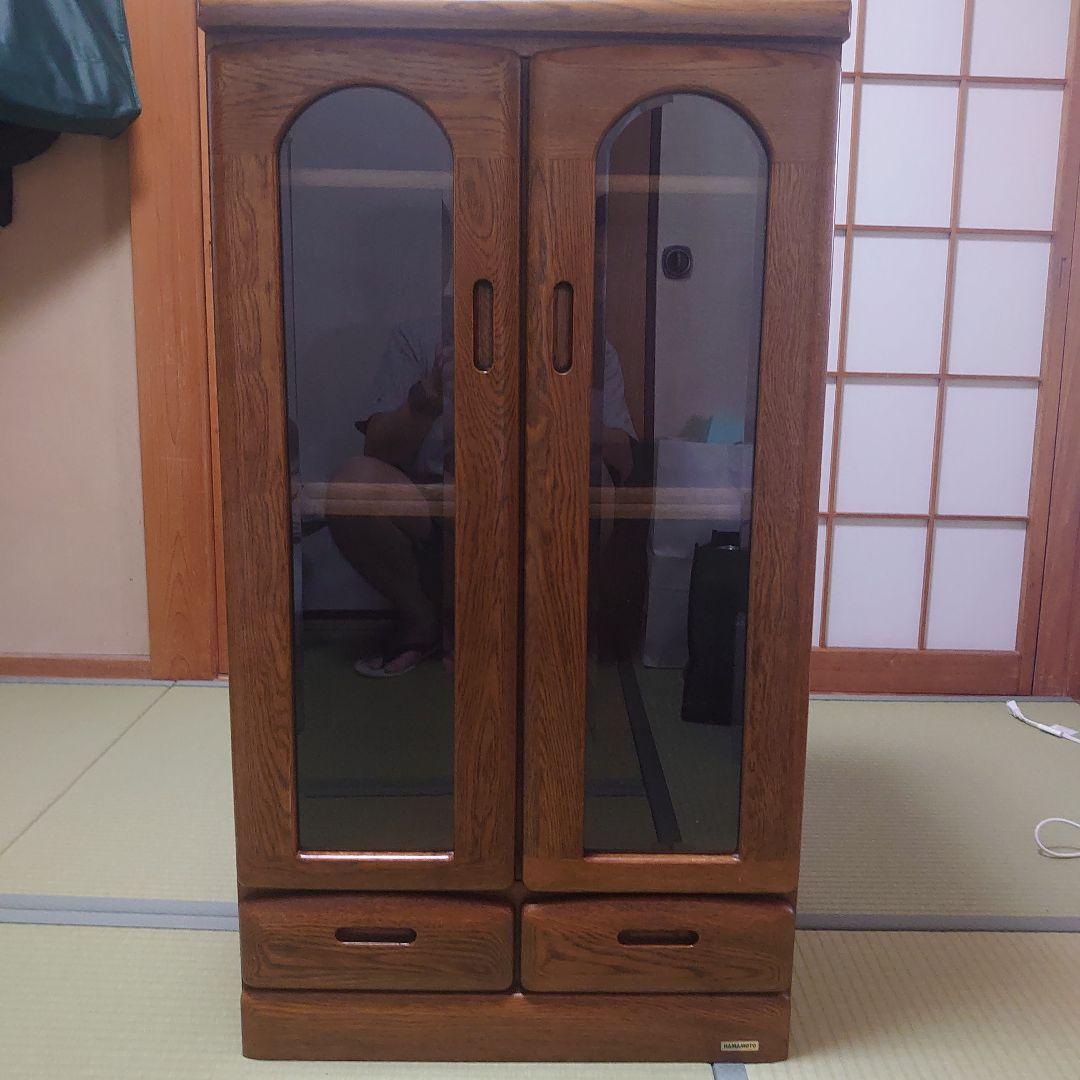 H，O木製ガラス扉キャビネット浜本工芸